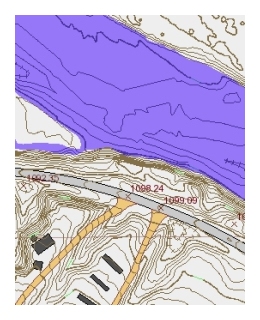 Image showing bathymetry, contour lines, roads, and structures